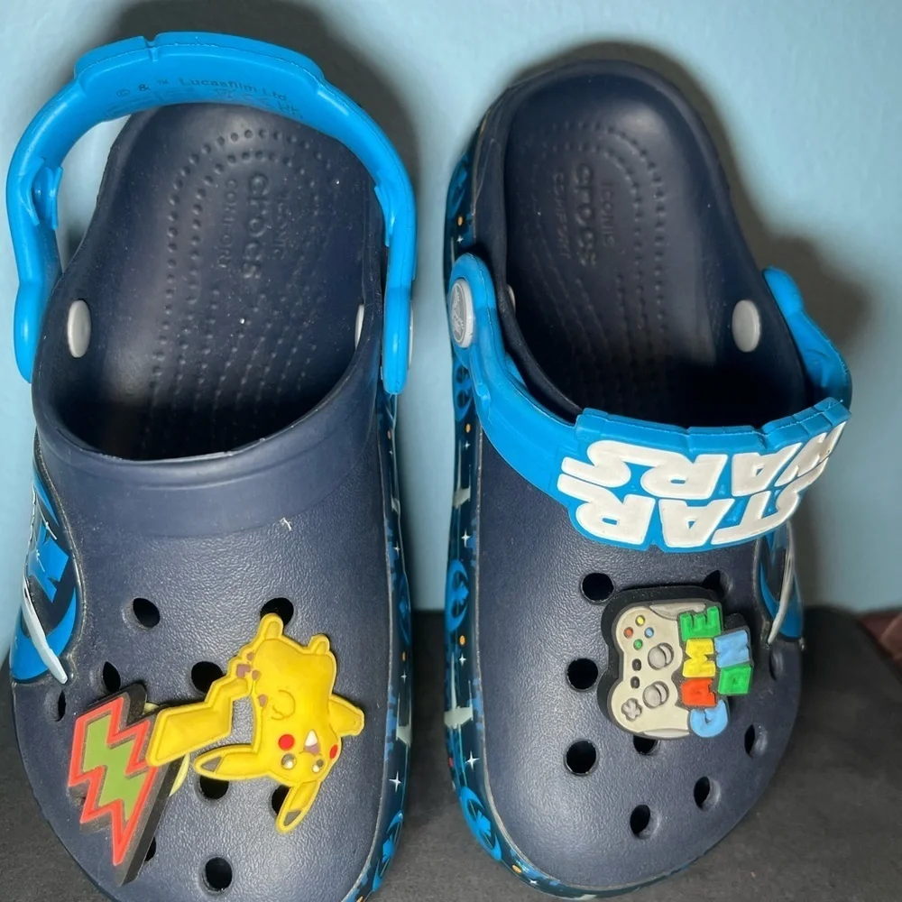 CROCS Blue Slippers with Perforated Design